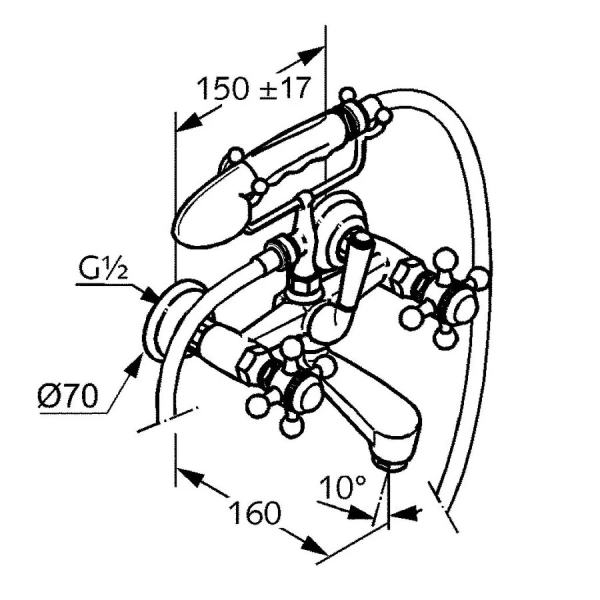 Смеситель для ванны Kludi 1926 51441 двухвентильный - фото 2