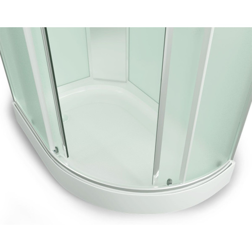 Душевая кабина левосторонняя, задняя стенка белая, стекло матовое, Erlit Comfort ER4512PL-C3, угловые, недорогие, с гидромассажем, c тропическим душем, с вентиляцией, с крышей - фото 5