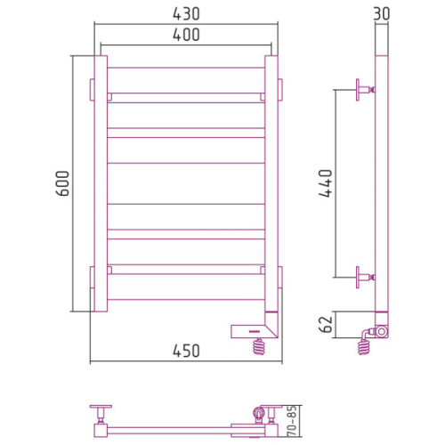 Схема, электрические с наружной вилкой, электрические скрытого подключения, правое подключение - фото 5