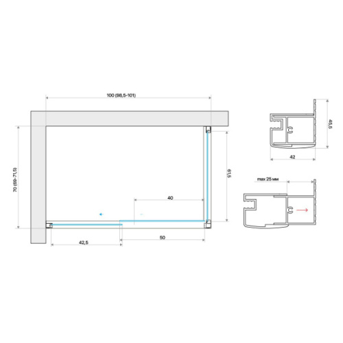 Душевой уголок Vegas-glass ZP+ZPV 100х70 - фото 4