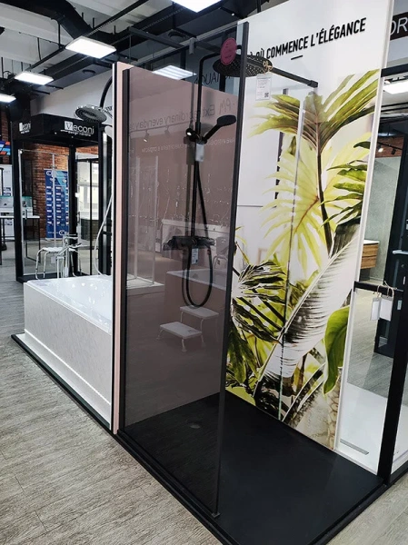 Душевая перегородка Jacob Delafon Contra 90 см профиль черный стекло прозрачное, прозрачные - фото 5