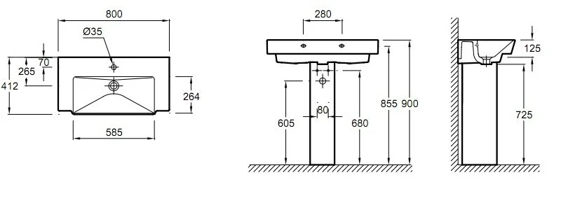 Раковина Jacob Delafon Reve 80 см полувстраиваемая, современные, hi-tech - фото 2