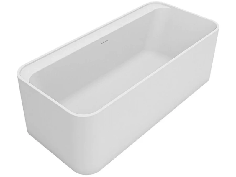 Ванна Uni-Flow Kube из искусственного камня Solid surface FS324-1700 Gloss White, 170 х 78 см, белая, современныe, hi-tech - фото 3