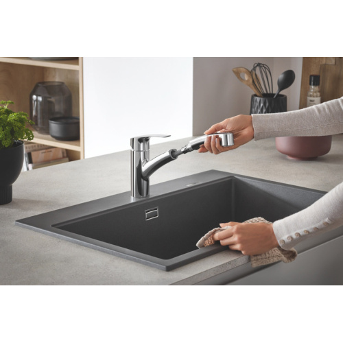 Смеситель для кухни Grohe Eurosmart с вытяжным душем, из латуни, округлая форма - фото 5