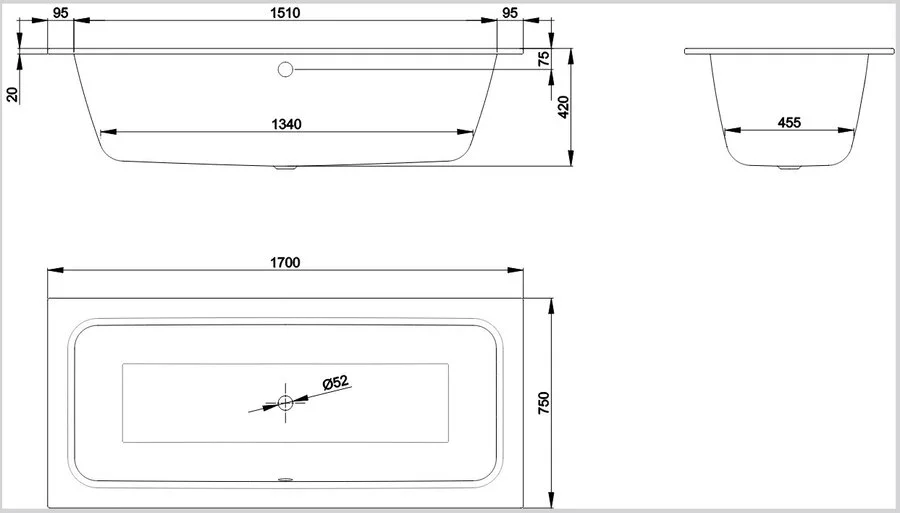 Ванна стальная Bette One 3312-000, 170 х 75 см, белая - фото 4