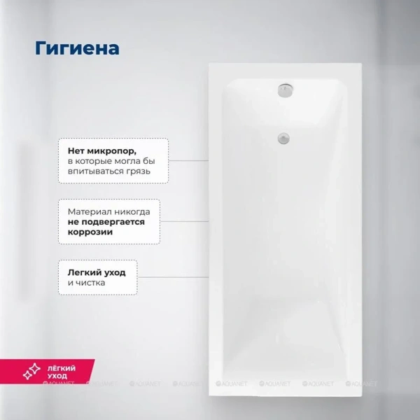 Ванна акриловая Aquanet Bright 180 x 75 см, с каркасом, цвет белый, 00347766, 180 см - фото 9