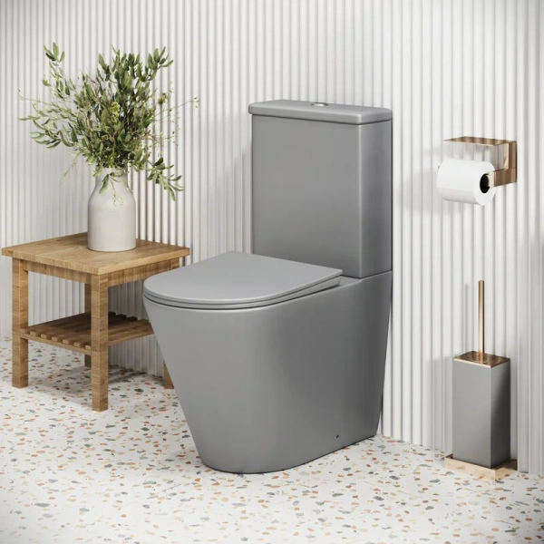Унитаз компакт Grossman Color светло-серый матовый, с задним подводом воды - фото 8