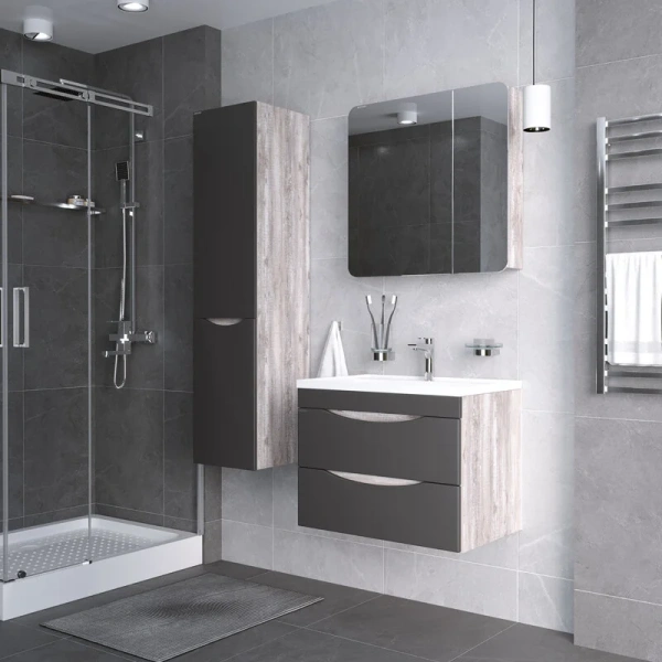 Тумба под раковину подвесная Grossman Талис 69 см бетон пайн/серая, 70 см - фото 6