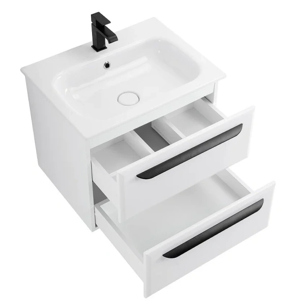 Тумба под раковину подвесная Cezares Eco 60 см bianco opaco - фото 4