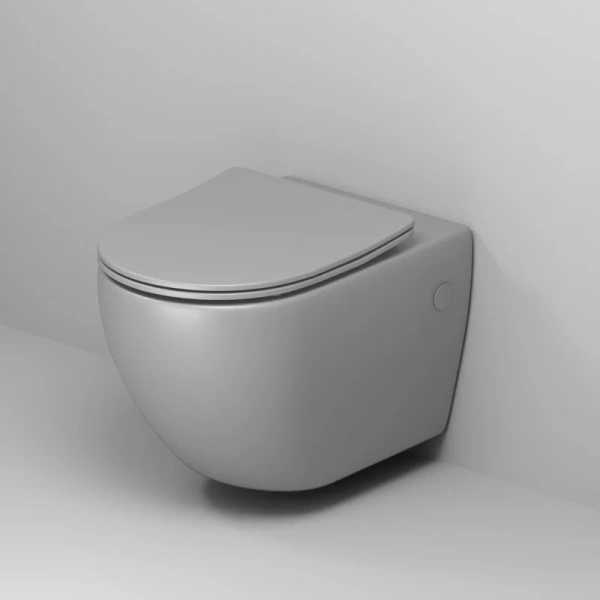 Унитаз подвесной Grossman Color светло-серый матовый, недорогие, безободковые, сиденье с микролифтом , с антивсплеском - фото 5