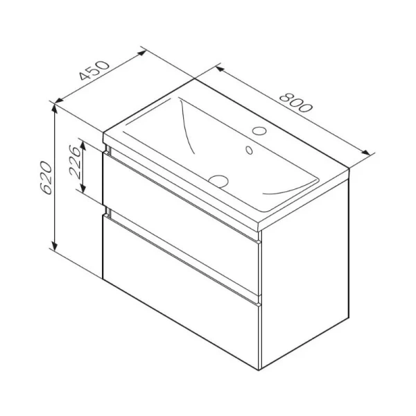 Тумба с раковиной подвесная Am.Pm X-Joy M85AFHX0802 80 см с двумя ящиками - фото 2