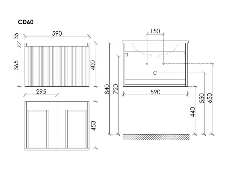 Тумба под раковину подвесная Sancos Code 60 см серая платина, в наличии - фото 2