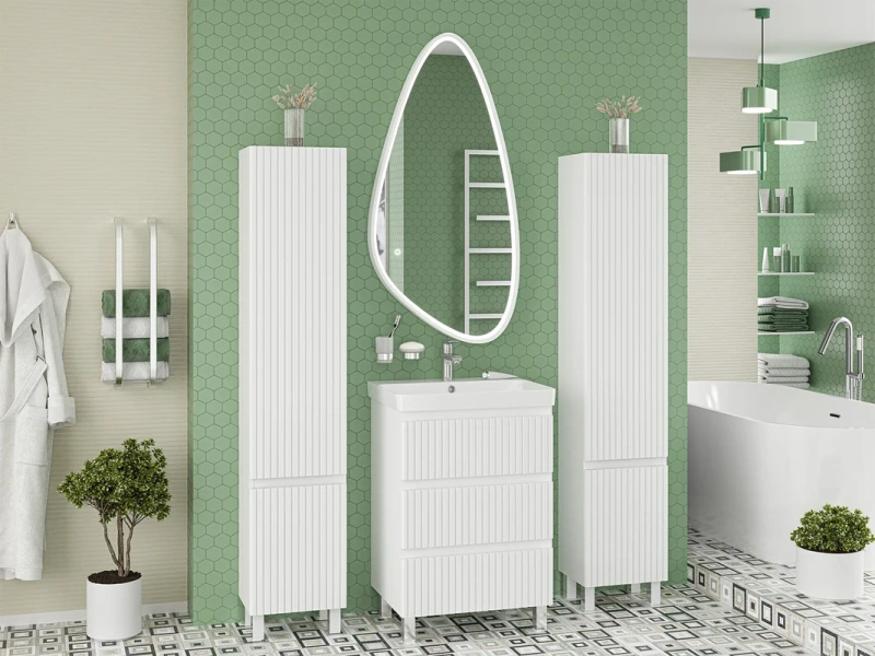 Шкаф-пенал Brevita Victory 35 см белый, правый, в наличии - фото 2