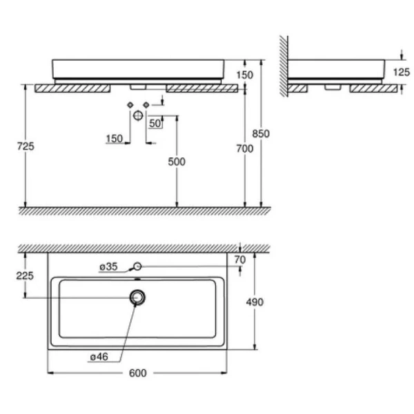 Раковина Grohe Cube Ceramic 60 см накладная - фото 2