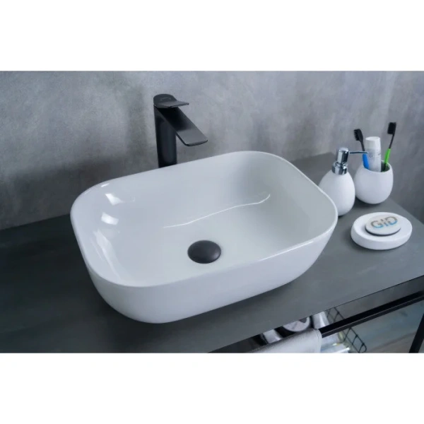Раковина GID Geometrico D1333 46 см белая, в форме чаши, прямоугольной формы - фото 5