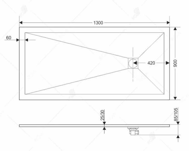 Душевой поддон RGW Stone Tray ST-G 130х90 см графит, низкие до 15 см - фото 2
