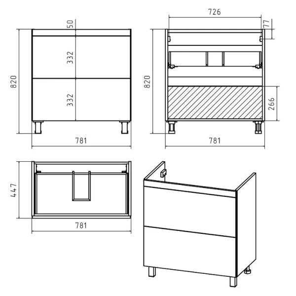 Тумба под раковину напольная Misty Атлантик 80 см белая - фото 2