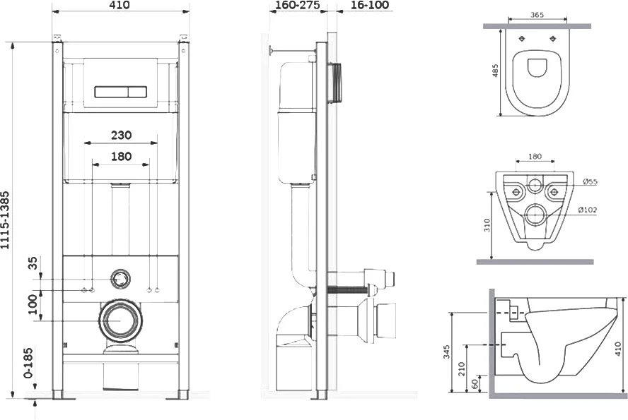 Унитаз с инсталляцией Am.Pm Spirit клавиша белый глянец, по запросу index_2 - фото 9