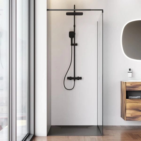 Душевая перегородка Am.Pm Func 100 см профиль черный, в наличии - фото 7