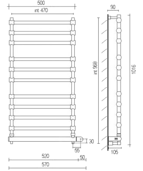 Полотенцесушитель электрический Margaroli Sole 564-11, 11 секций Box - фото 3