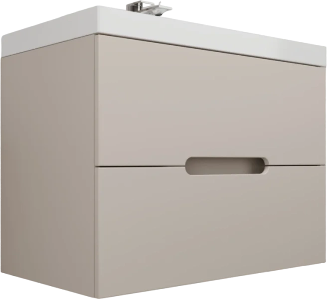 Тумба с раковиной подвесная Style Line Матис ЛС-00002 80 см с ящиками, бежевая, светло-коричневая - фото 7