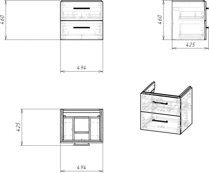 Тумба с раковиной подвесная Cersanit Lara SB-SZ-LARA-CO50/WH 50 см с ящиками - фото 3