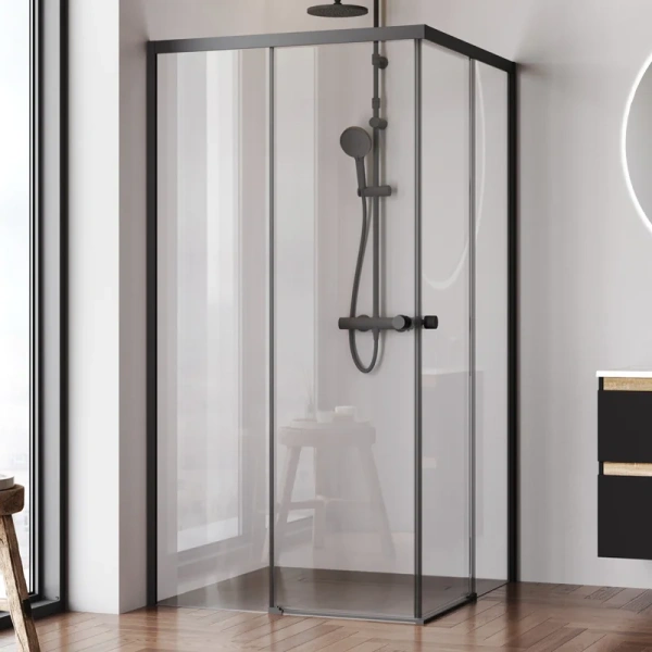 Душевой уголок Am.Pm X-Joy 100x100 см профиль черный - фото 1
