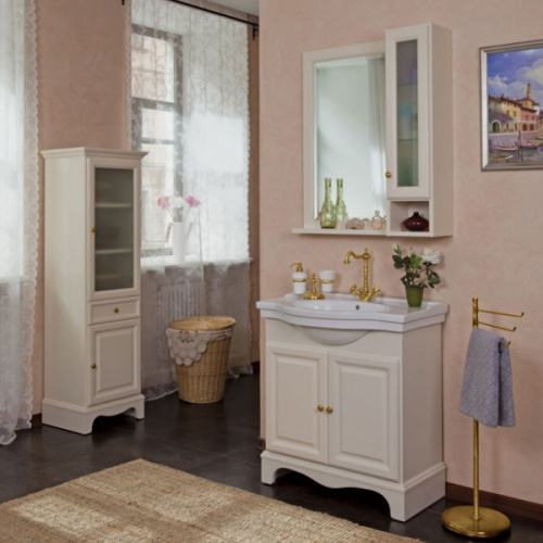 Пенал для ванной, петли справа, цвет слоновая кость матовый, фурнитура золото, La Beaute Michel index_1 - фото 3