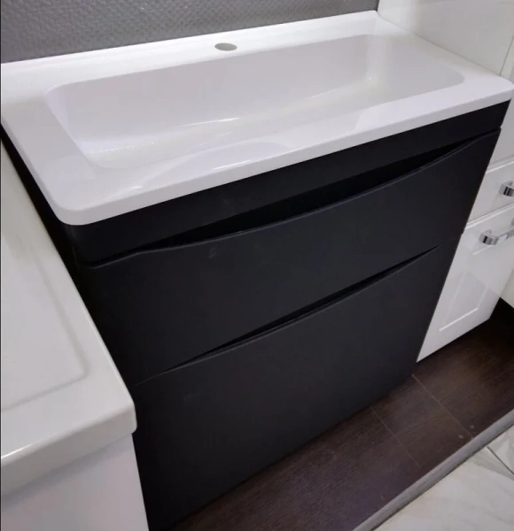 Тумба под раковину подвесная Style Line Бергамо 60 см черная index_1 - фото 10