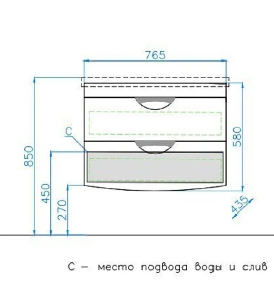 Тумба под раковину подвесная Style Line Жасмин-2 75 см белая, в наличии - фото 2