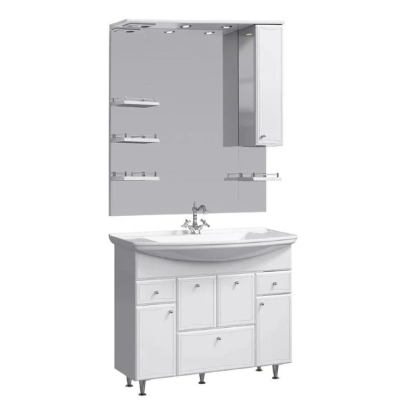 Тумба с раковиной напольная Aqwella Barcelona BA0110K 105 см с бельевой корзиной - фото 3