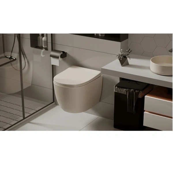 Унитаз подвесной Abber BEQUEM бежевый матовый, подвесные, встраиваемые - фото 3