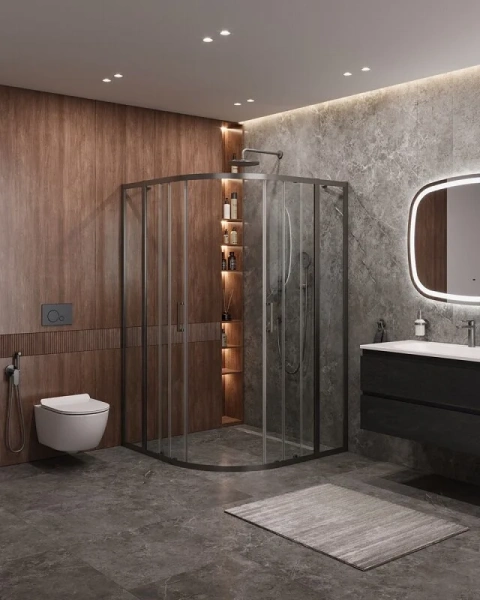 Душевой уголок Cezares Molveno 110х110 см стекло прозрачное профиль оружейная сталь - фото 4