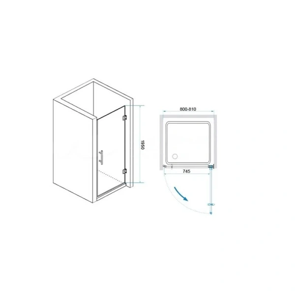 Душевая дверь в нишу RGW Hotel HO-011 80 см профиль хром - фото 2