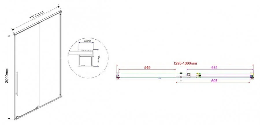 Душевая дверь в нишу Vincea Arno 130 см прозрачная - фото 2