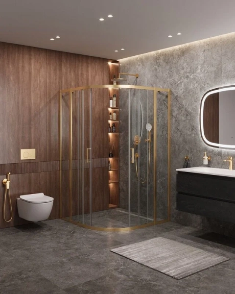 Душевой уголок Cezares Molveno 110х110 см стекло прозрачное профиль золото - фото 4