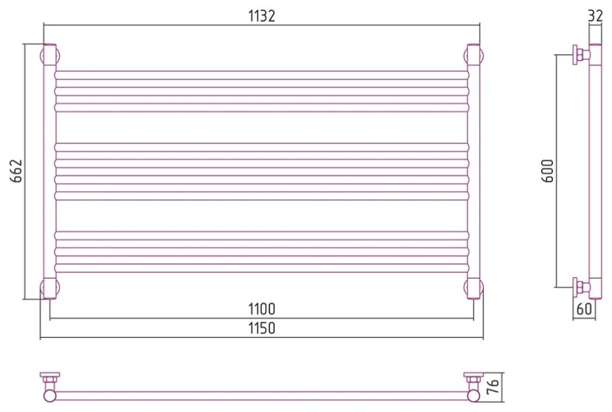 Полотенцесушитель водяной Сунержа Богема L 110х60 см без покрытия - фото 2
