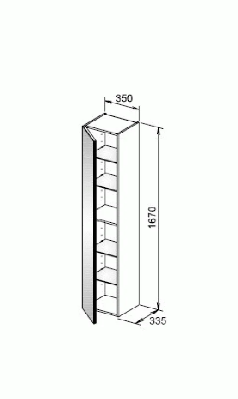 Шкаф-пенал, петли слева,  корпус:белый глянец, фасад:стекло, белый глянец Keuco Royal Reflex, по запросу - фото 2