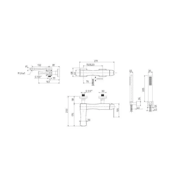 Смеситель для ванны Migliore Opera 190 с душевой лейкой - фото 2