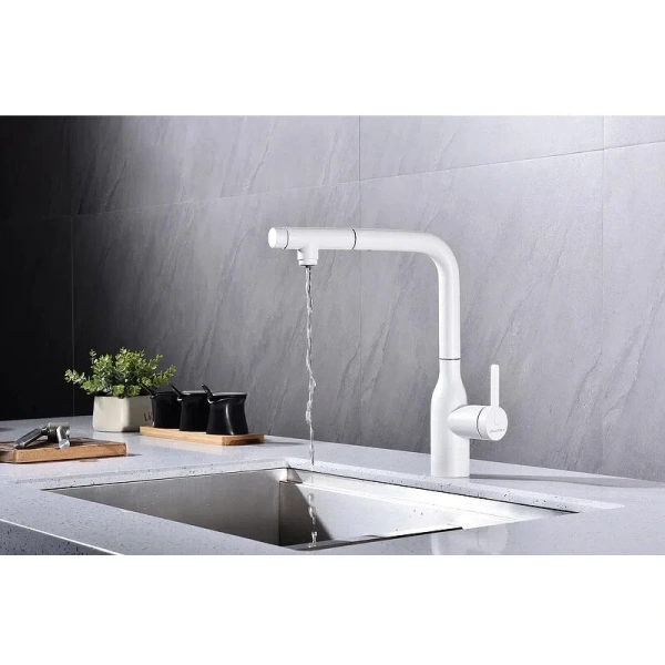 Смеситель для кухни Paulmark Viper белый матовый, высокие, округлая форма, для питьевой воды с фильтром - фото 5