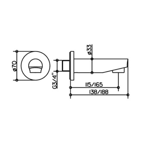 Излив для ванны Keuco Plan Blue 53945 14см - фото 2