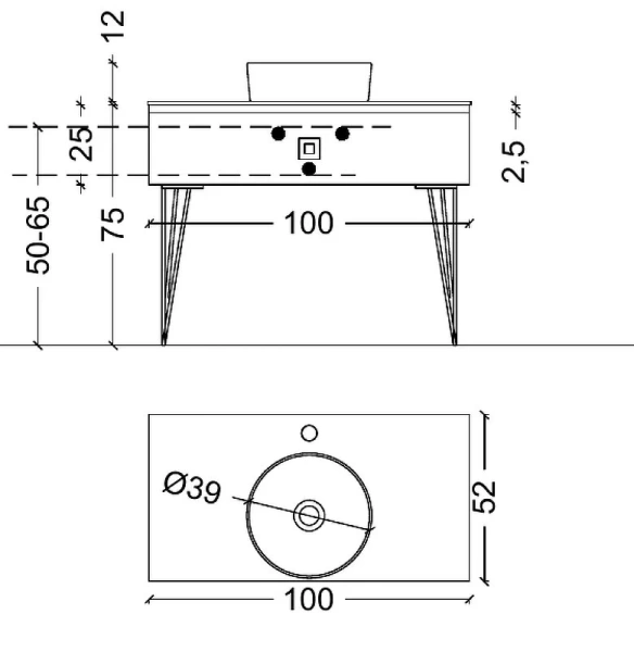 Тумба с раковиной напольная Boheme Lucido 770-100-W 100 см жемчужный белый, низкие ножки - фото 2
