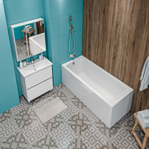 Ванна акриловая 1Marka Modern 180х75 см белая, без гидромассажа, недорогие, со шторкой, большие - фото 6