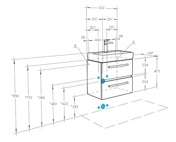 Тумба с раковиной подвесная Акватон Ронда 1A207601RSC20 55 см мини, в наличии - фото 2
