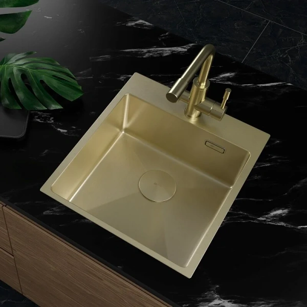 Мойка для кухни Lemark Janga 44 см светлое золото, из нержавеющей стали, стальные, металлические - фото 3