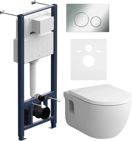 Унитаз с инсталляцией Am.Pm Like с клавишей хром - фото 1