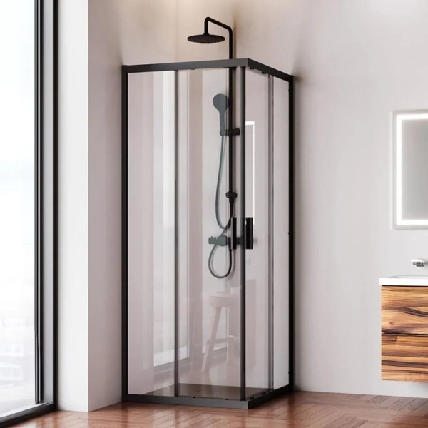 Душевой уголок Am.Pm Gem 80x80 см профиль черный - фото 3