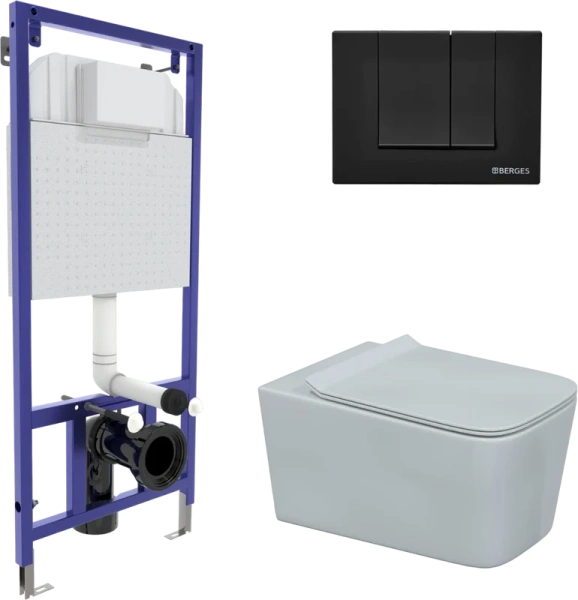 Унитаз с инсталляцией BERGES Floe кнопка SoftTouch - фото 1