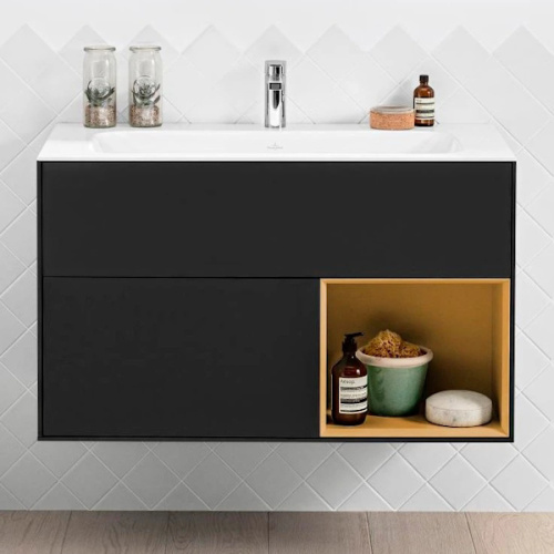 Тумба под раковину подвесная Villeroy & Boch Finion 100 см gold matt/black matt - фото 4