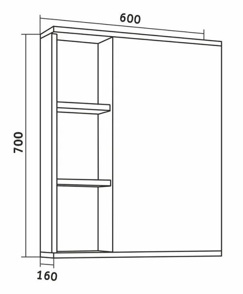 Зеркальный шкаф Grossman Форта 60 см универсальный, темный дуб галифакс, нет в наличии - фото 2